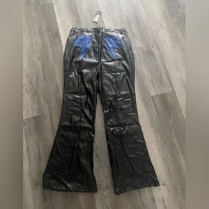 Nasty Gal Faux Leather Lightening Bolt Bum Flare Pants